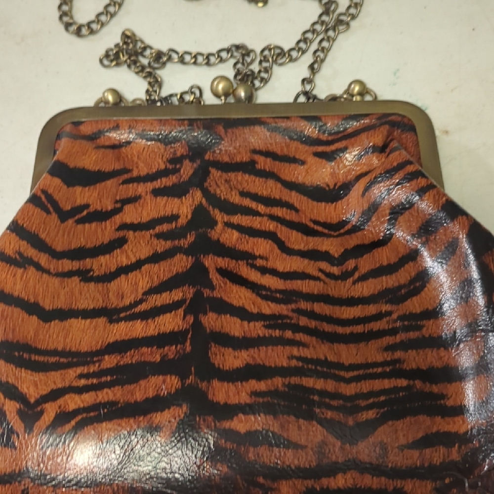Tiger Print Chain Clutch